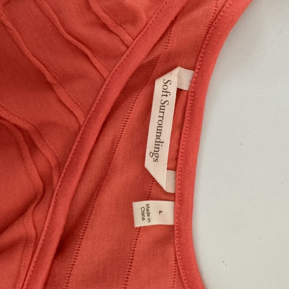 Soft Surroundings Tee Shirt Top Womens Large Orange Salmon Textured - Picture 7 of 12